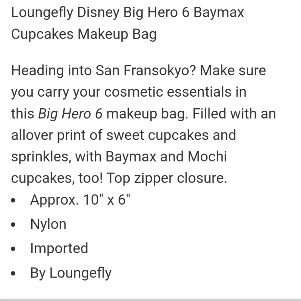 Loungefly Baymax cupcake mini backpack and makeup bag